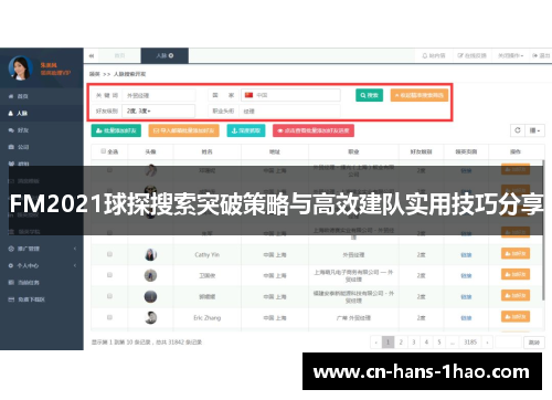 FM2021球探搜索突破策略与高效建队实用技巧分享 FM2021球探搜索突破策略与高效建队实用技巧分享
